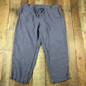 Pure Jill Linen Drawstring Large Pants Boho Relaxed Crop Smoky Blue Normcore